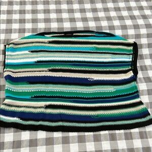 Blue and Green Strapless Crop Tank Top